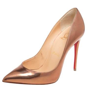 Pre Owned Christian Louboutin Metallic Copper Patent Leather Pigalle Follies Pumps Size 36