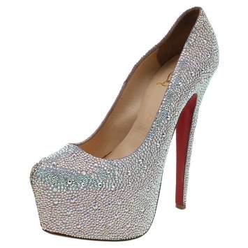 Pre Owned Christian Louboutin Multicolor Strass Daffodile Platform Pumps Size 39