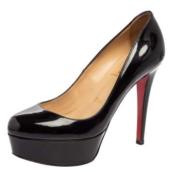 Pre Owned Christian Louboutin Black Patent Leather Bianca Platform Pumps Size 35.5