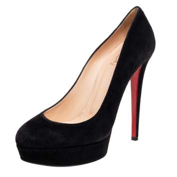 Pre Owned Christian Louboutin Black Suede Bianca Platform Pumps Size 39