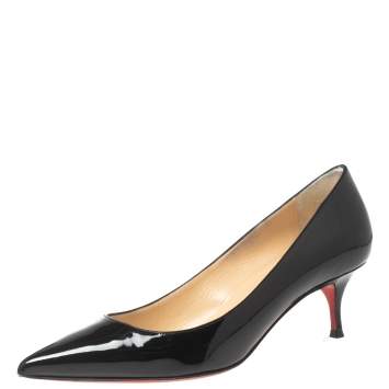 Pre Owned Christian Louboutin Black Patent Leather Pigalle Follies Pumps Size 35
