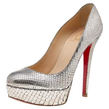Pre Owned Christian Louboutin Gold Python Bianca Platform Pumps Size 36