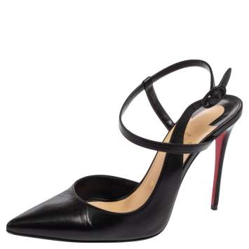 Pre Owned Christian Louboutin Black Leather Jenlove Pumps Size 38