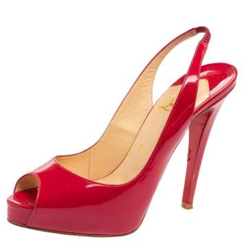 Pre Owned Christian Louboutin Dark Pink Patent Leather No Prive Pumps Size 37