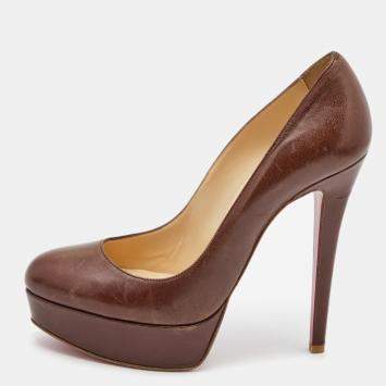 Pre Owned Christian Louboutin Brown Leather Bianca Pumps Size 36