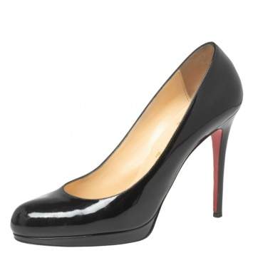 Pre Owned Christian Louboutin Black Patent Leather New Simple Pumps Size 40