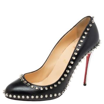 Pre Owned Christian Louboutin Black Leather Dorispiky Pumps Size 40