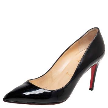 Pre Owned Christian Louboutin Black Patent Leather Pigalle Pumps Size 38.5