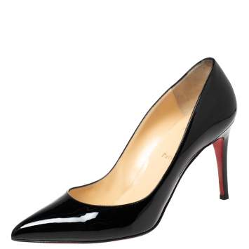 Pre Owned Christian Louboutin Black Patent Leather Pigalle Pumps Size 41