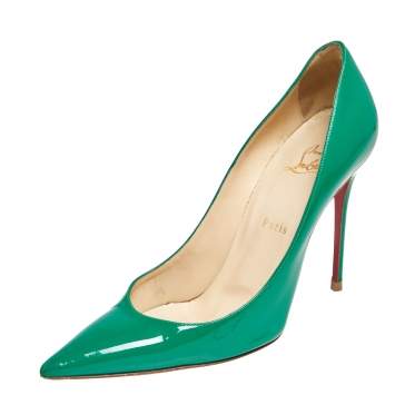 Pre Owned Christian Louboutin Green Patent Leather Kate Pumps Size 40