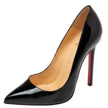 Pre Owned Christian Louboutin Black Patent Leather Pigalle Pumps Size 38.5 