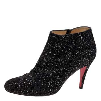 Pre Owned Christian Louboutin Black Suede Belle Crosta Meteor Embellished Ankle Boots Size 40