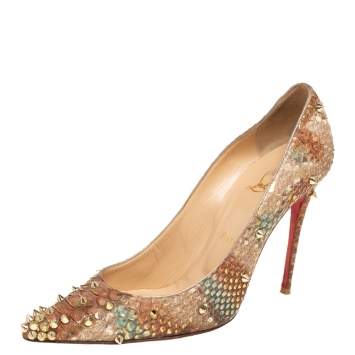 Pre Owned Christian Louboutin Multicolor Python Leather Degraspike  Pumps Size 39.5