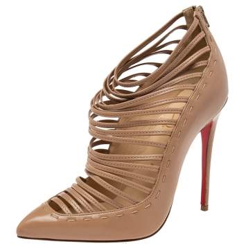 Christian Louboutin Beige Leather Gortik Ankle Booties Size 36