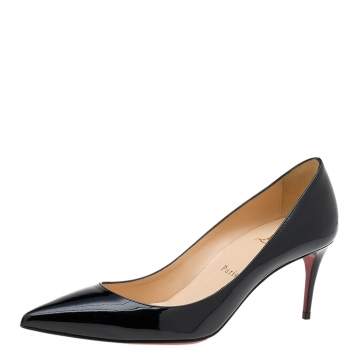 Pre Owned Christian Louboutin Black Patent Leather Pigalle Pointed Toe Pumps Size 38
