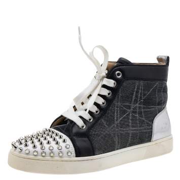 Pre Owned Christian Louboutin Multicolor Mesh and Leather Lou Spikes Sneakers Size 38