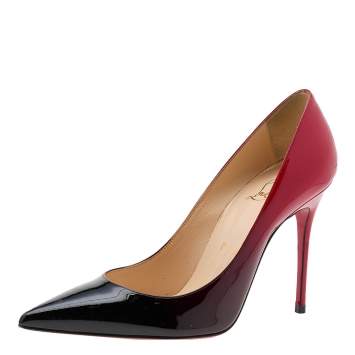 Pre Owned Christian Louboutin Black/Red Patent Leather So Kate Pumps Size 36.5