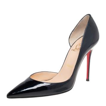 Pre Owned Christian Louboutin Black Patent Leather Iriza D'orsay Pumps Size 38.5