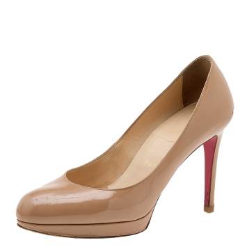 Pre Owned Christian Louboutin Beige Patent Leather New Simple Pumps Size 36