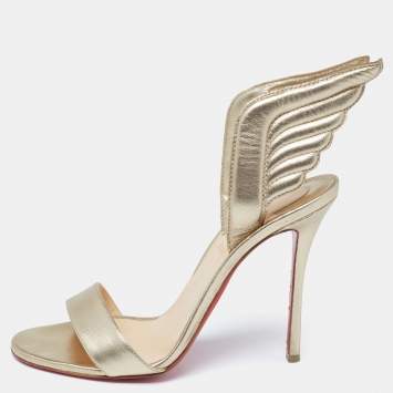 Pre Owned Christian Louboutin Light Gold Leather Samotresse Sandals Size 40