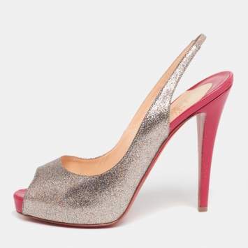 Pre Owned Christian Louboutin Multicolor Glitter No Prive Slingback Pumps Size 40.5