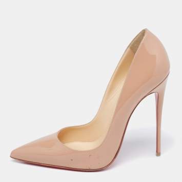 Pre Owned Christian Louboutin Nude Patent Leather So Kate Pumps Size 39