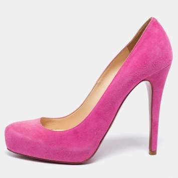 Pre Owned Christian Louboutin Pink Suede Elisa Pumps Size 38.5