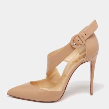 Pre Owned Christian Louboutin Beige Leather Sharpeta D'orsay Pumps Size 41