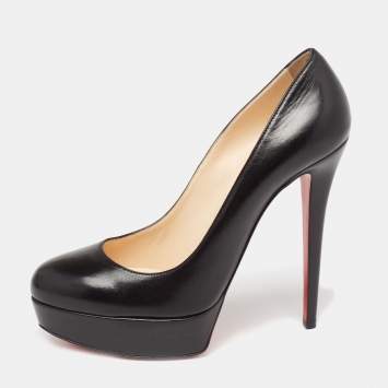 Pre Owned Christian Louboutin Black Leather Bianca Platform Pumps Size 39