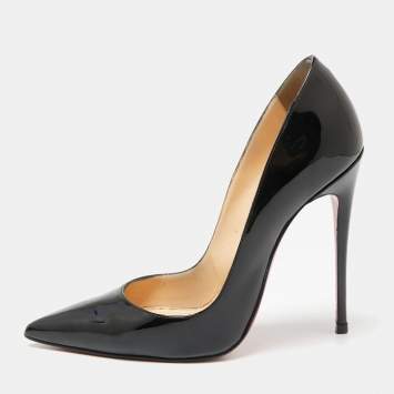 Pre Owned Christian Louboutin Black Patent Leather Kate Pumps Size 36