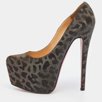 Pre Owned Christian Louboutin Metallic Fabric Daffodile Pumps Size 36.5