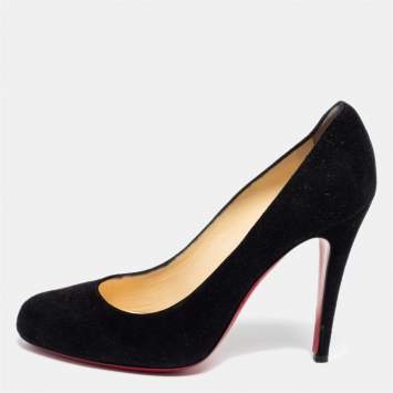 Pre Owned Christian Louboutin Black Suede Ron Ron Pumps Size 39