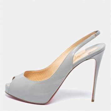 Pre Owned Christian Louboutin Grey Leather Private Number Sandals Size 40