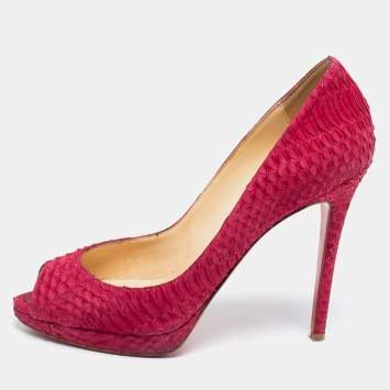 Pre Owned Christian Louboutin Dark Pink Python Leather Yolanda Pumps Size 39
