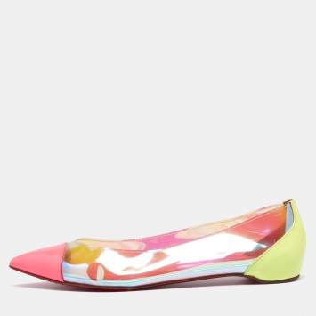 Pre Owned Christian Louboutin Multicolor Patent Leather and PVC Riviera Ballet Flats Size 40