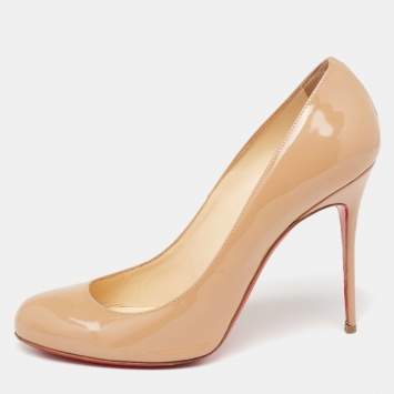 Pre Owned Christian Louboutin Beige Patent Leather Fifi Pumps Size 41