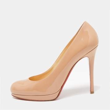 Pre Owned Christian Louboutin Beige Patent Leather New Simple Pumps Size 36.5
