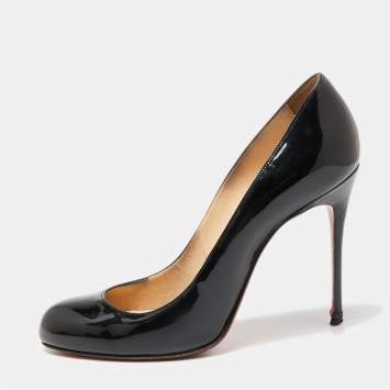 Pre Owned Christian Louboutin Black Patent Leather Fifi Pumps Size 38.5