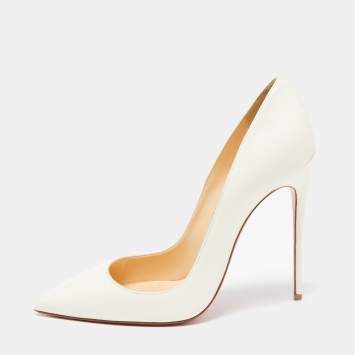 Pre Owned Christian Louboutin Ivory Leather So Kate Pumps Size 38.5