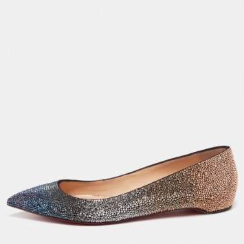 مملوكة مسبقًا Christian Louboutin Gold/Silver Glitter Pointed Toe Ballet Flats  Size 39.5
