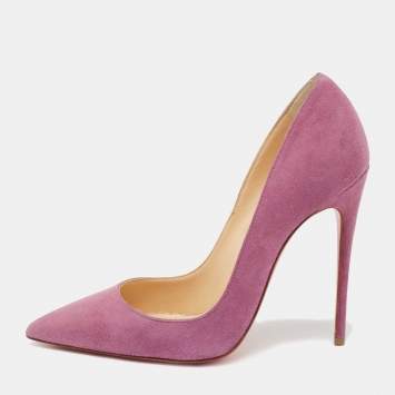 Pre Owned Christian Louboutin Purple Suede Kate Pumps Size 35.5