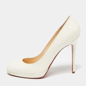 Pre Owned Christian Louboutin White Patent Leather New Simple Pumps Size 41