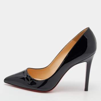 Pre Owned Christian Louboutin Black Patent Leather Pigalle Pointed Toe Pumps Size 38