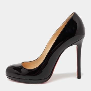 Pre Owned Christian Louboutin Black Patent Leather New Simple Pumps Size 38