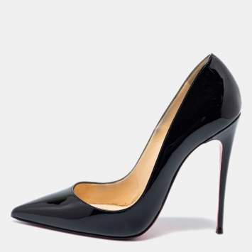 Pre Owned Christian Louboutin Black Patent Leather Kate Pumps Size 37