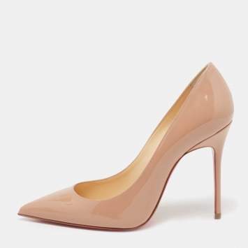 Pre Owned Christian Louboutin Beige Patent Leather So Kate Pumps Size 36