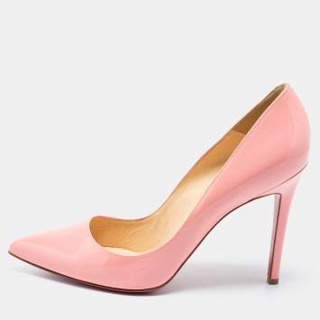 Pre Owned Christian Louboutin Light Pink Patent Leather Pigalle Pointed Toe Pumps Size 39.5
