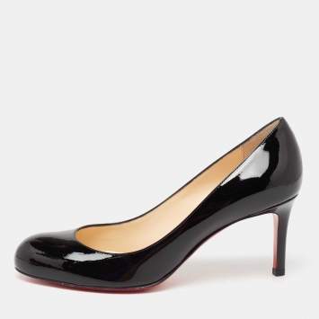 Pre Owned Christian Louboutin Black Patent Leather Simple Pumps Size 37