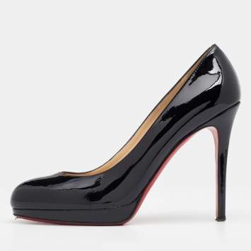 Pre Owned Christian Louboutin Black Patent Leather New Simple Pumps Size 38.5