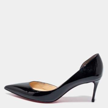 Pre Owned Christian Louboutin Black Patent Leather Iriza Pumps Size 38